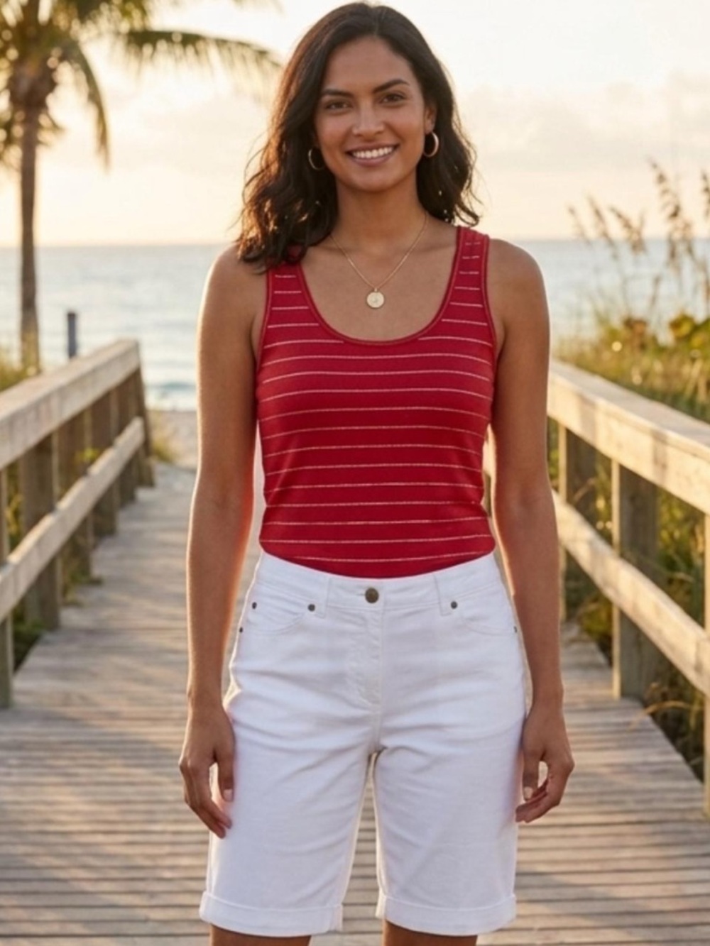 Express‎ Red Metallic Cotton Tank
